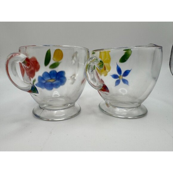 Vintage Bartlett Collins Creamer Sugar Bowl Floral Red Yellow Gay Fad 50’s Vtg - Picture 5 of 8